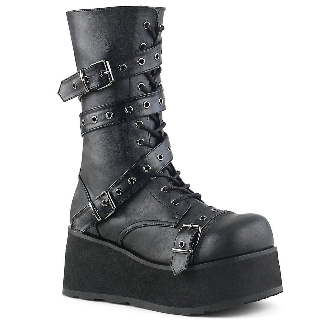 Chaussures Plateforme Demonia Trashville 205 Vegan Cuir Homme - Noir 64753-RZAN